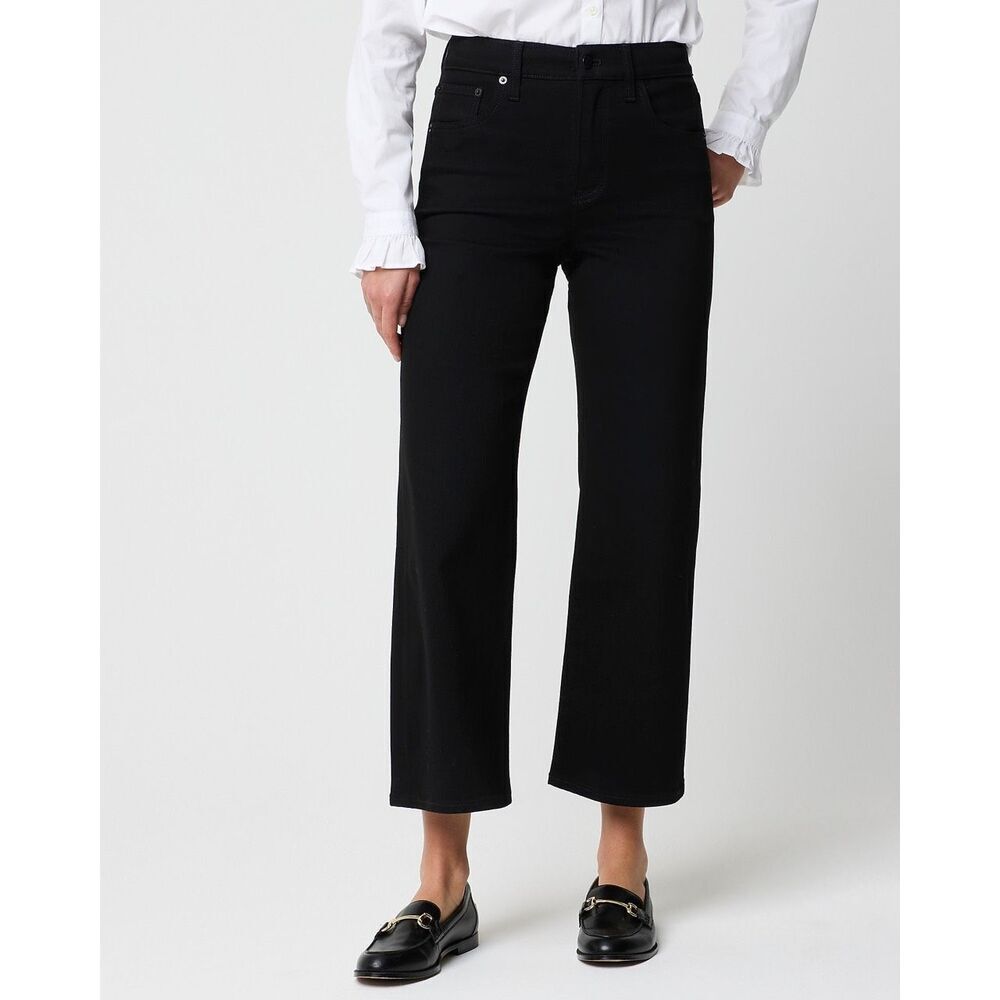J. Crew Petite black wide-leg cropped jean in all-day stretch Black Size 26P NWT